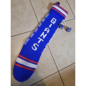 NY GIANTS Christmas Stocking 80s NFL Football Knitted Blue Pom Pom 21"